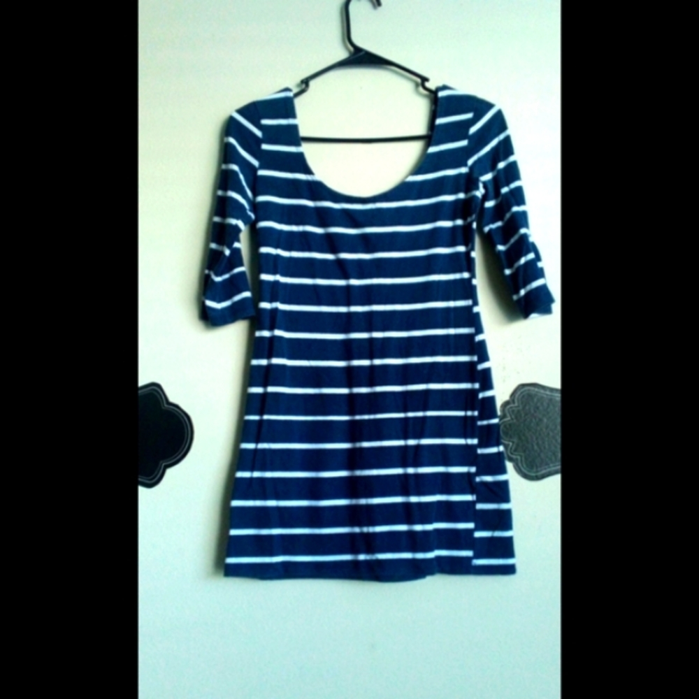 🆕 LISTING!! CHARLOTTE RUSSE SCOOP NECK STRIPED 3/4 BODYCON MINI DRESS - Picture 4 of 8